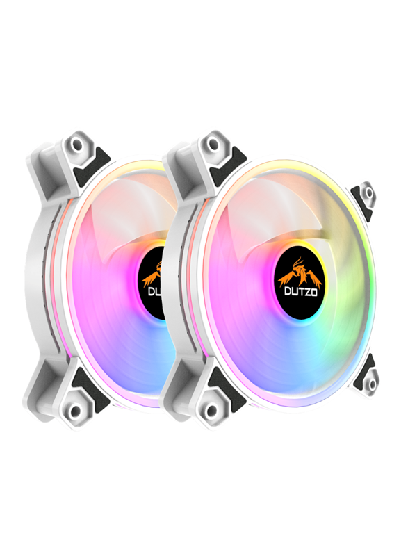 DUTZO KURA 120 White ARGB (2 pack) - Chassi fläkt - 120mm - Vit med RGB-ljus - 24 dBA