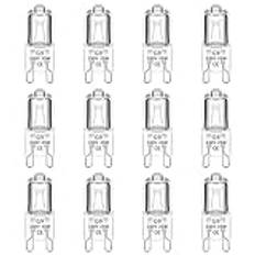 12 Pack G9 25W Halogen Bulbs 230V Dimmable, 2800K Warm White, 250LM, G9 Oven Bulbs, Work Temperature 300℃, No Flickering, G9 Capsule Bulb for Oven, Wax Burner, Cooker Hood Y