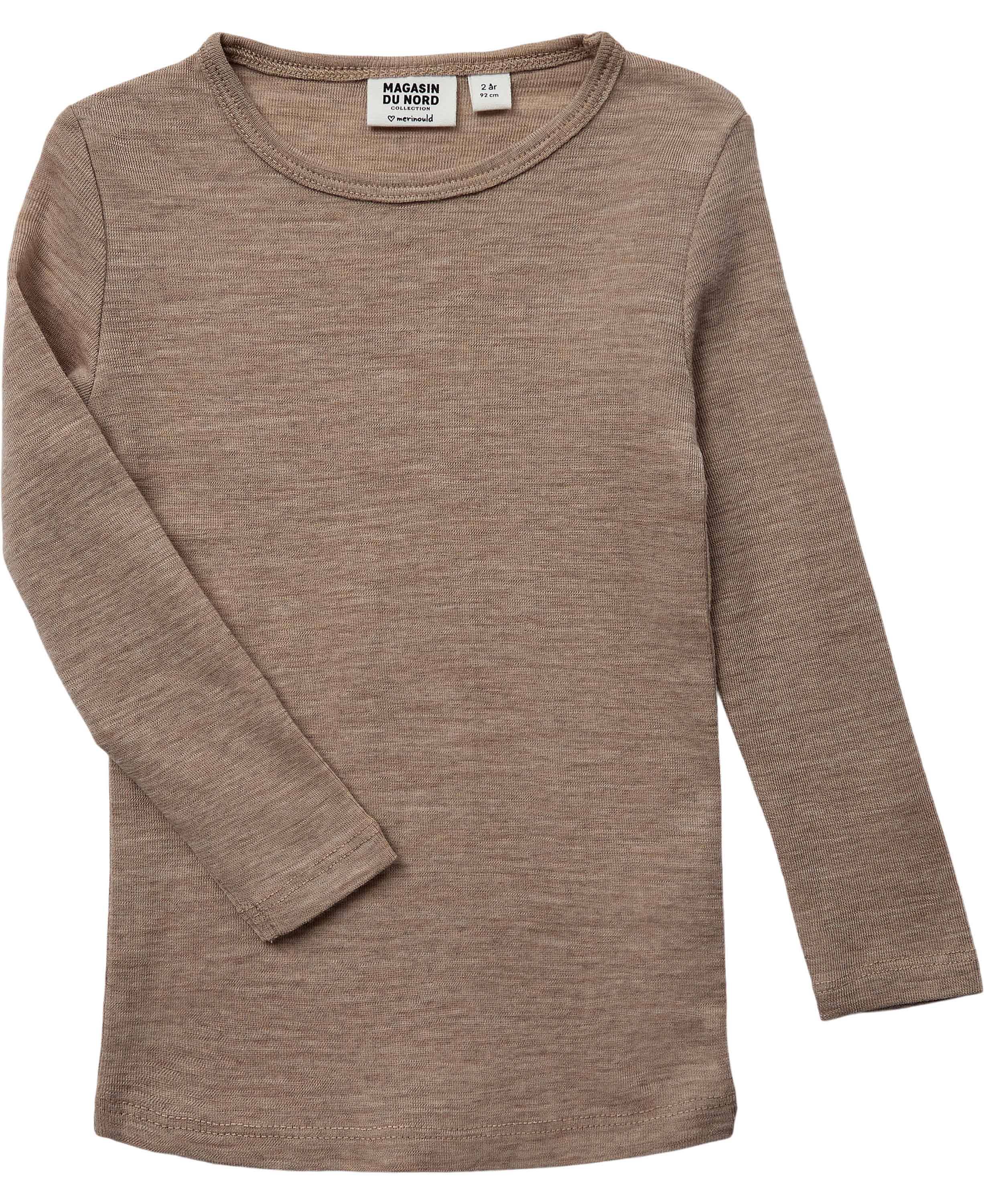 Magasin Woola 3 LS RWS Merino Wool Str 1011 år / 140146 cm Merino Khaki Melange Bluser.