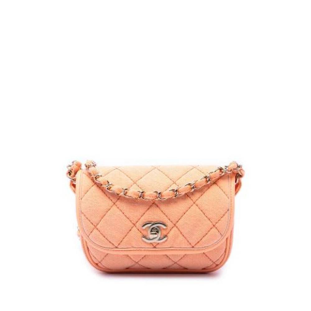 Chanel Vintage Pre-owned Quilted Denim Crossbody - Vintage - Dame - Orange - ONE SIZE - Denim
