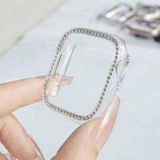 1 st Apple Watch-fodral, halvtäckt hårt skal Rhinestone Bumper Frame Cover kompatibel med Apple Watch S10/S9/8/7/6/5/SE/4/3, Lämplig för 38mm/40mm/41m - Genomskinlig (Multi-size)