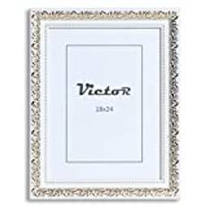 Victor Vintage Fotoram "Rubens" i 18x24 cm Vit Guld - Bar: 30x20mm - Äkta Glas - Fotoram Barock - Antik - Fotoram 18x24 Vit