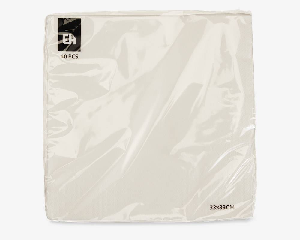 Servietter hvid 40 stk. 33x33 cm