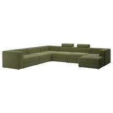 IKEA - JÄTTEBO U-formet sofa, 7-pers., med chaiselong, højre nakkestøtte/Samsala mørk gulgrøn