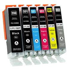 Supply Guy 6 Druckerpatronen mit Chip kompatibel mit Canon PGI-550 CLI-551 passend für Canon Pixma IP8700 IP8750 MG6300 MG6350 MG7100 MG7150 MG7500 MG7550