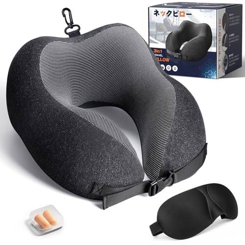 Greneo Neck Pillow [Industry-First Storage Hook] Comfortable Airplane Neck Pillow with Memory Foam Ergonomic 360° Envelopment [Summer and Winter! Cool
