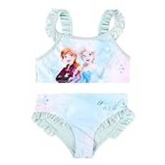 Disney Frost Bikini med volanger för flickor – Elsa & Anna Frozen barn tvådelad baddräkt, turkos, Turkos, 122/128 cm