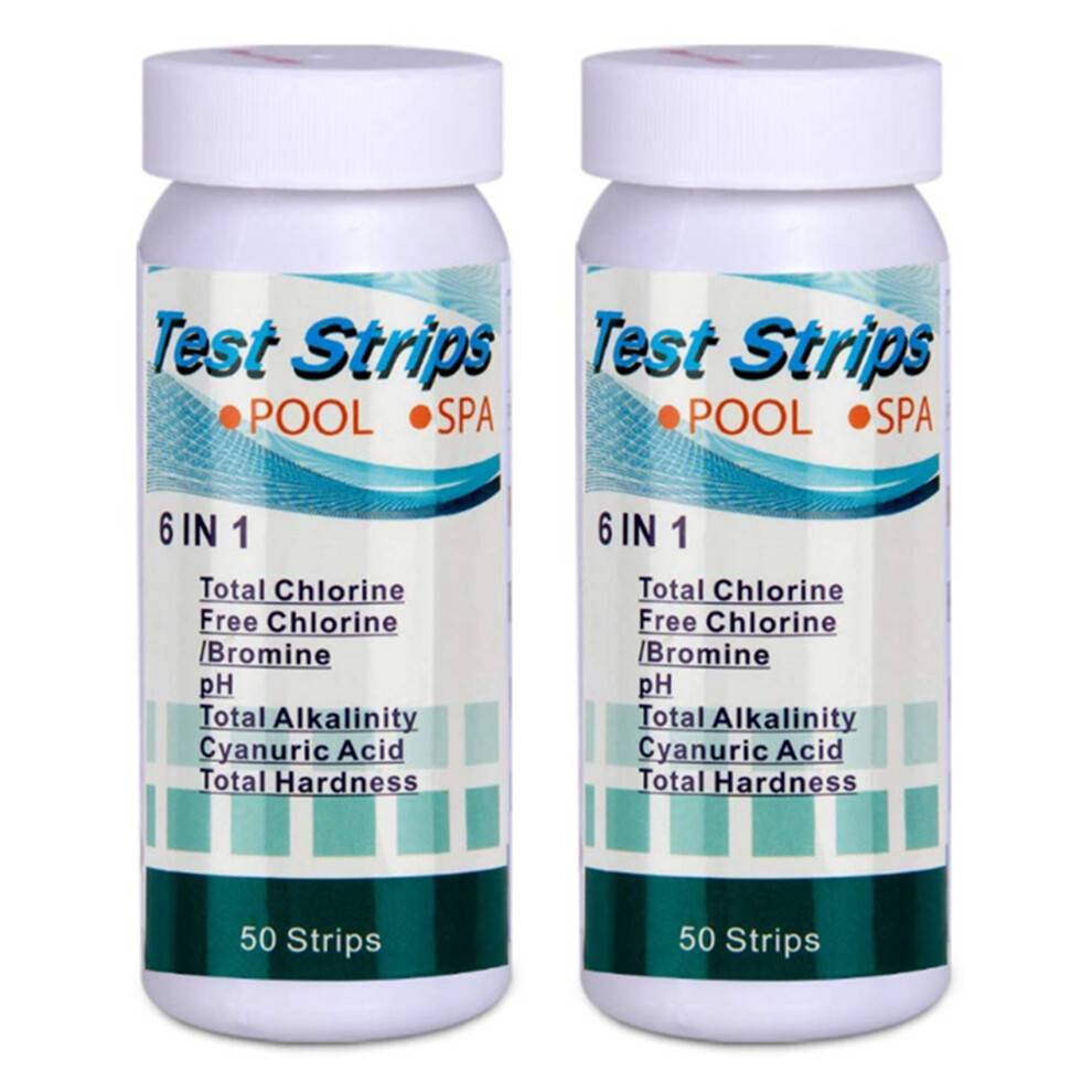 100Pcs 6-In-1 Swimming Pool PH Test Paper Residual Chlorine PH Value Alkalinity Hardness Test Strip PH Tester