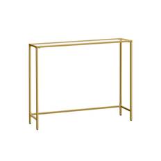 Konsolbord, Entrébord, Soffgavel, Härdat Glasskiva, Metallram, Ljusguld Och Transparent