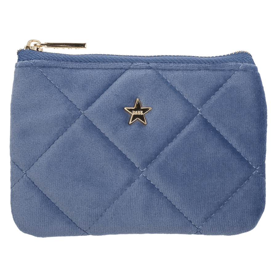 DARK Velvet Quilted Mini Pouch Country Blue
