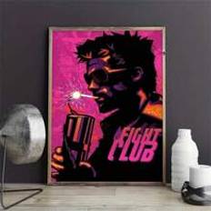 1pc Canvas Print Vintage Boxing Club Wall Art Movie Character Picture Waterproof Canvas For Living Room, Bedroom, Home, Office Abstract Painting, Modern Wall Decor Painting, Frameless