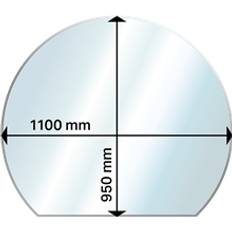 Golvglas Rund med bakkant 1100*950. 6 mm.