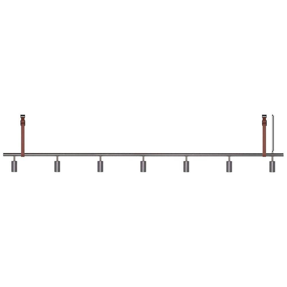 RUBN Long John Pendel 7 Spots (260 cm) Steel Brown Leather