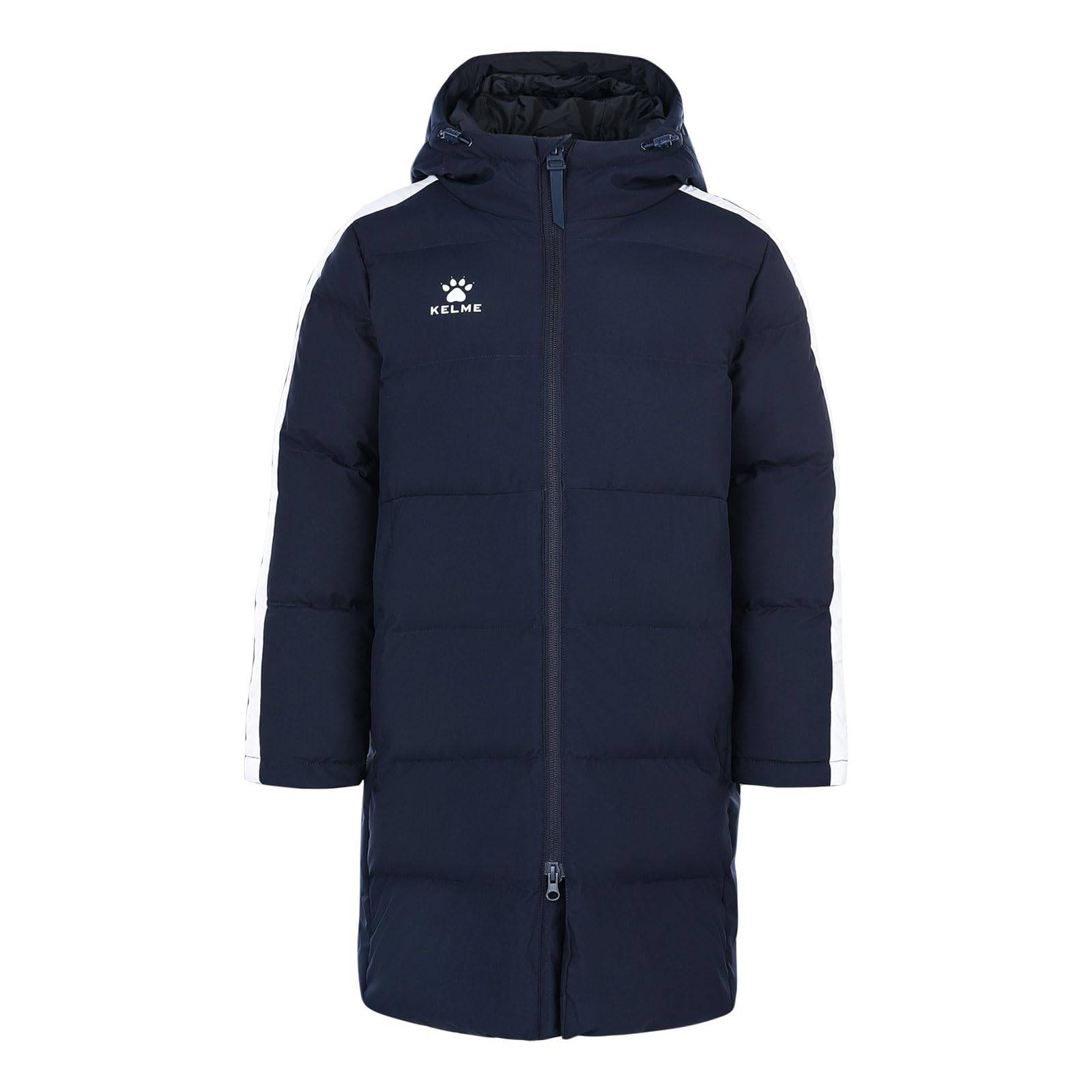 Kelme Kids' Padded Winter Jacket, Lightweight, Warm, and Cold-Weather (Blue, Size 130)