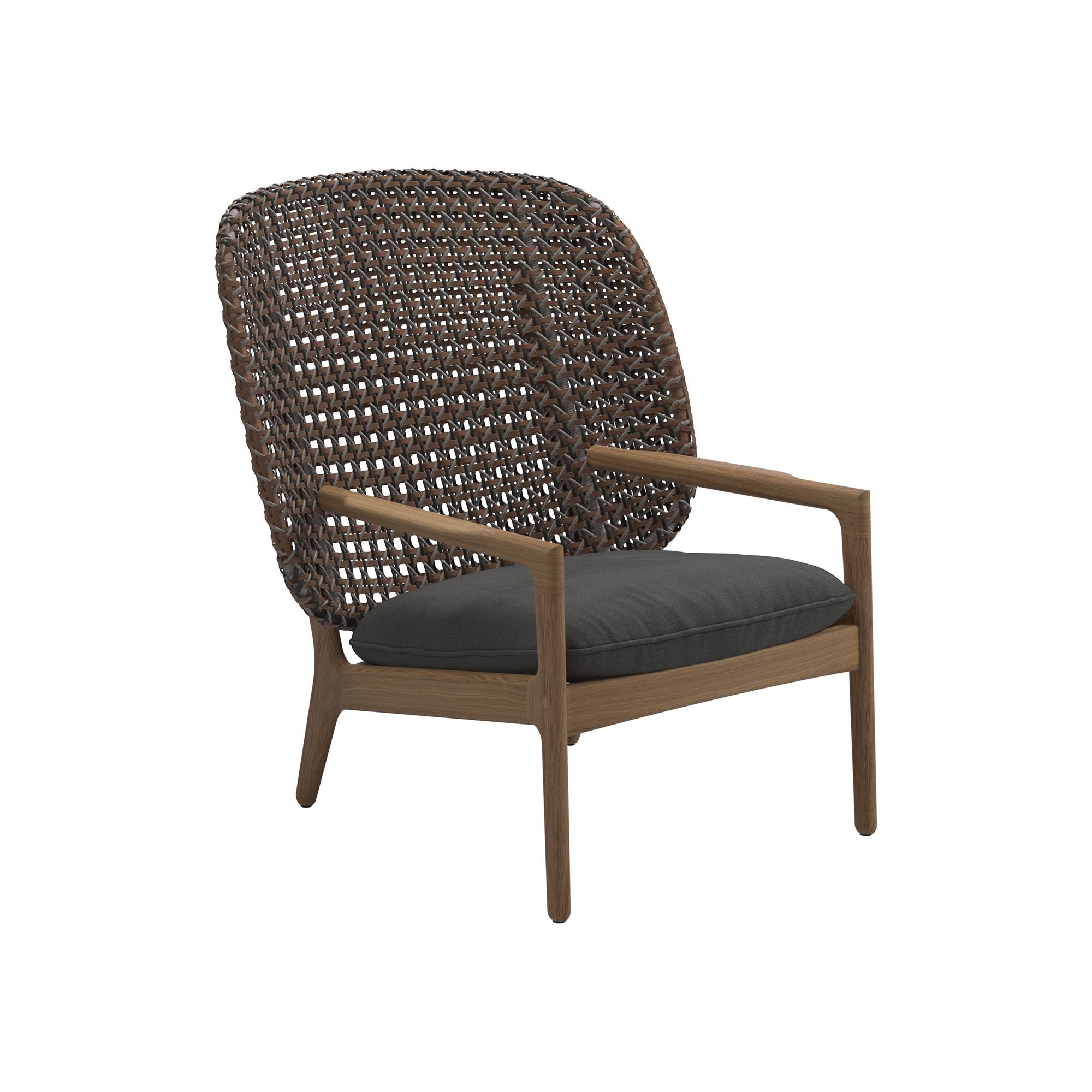 Gloster - Kay High Back Lounge Chair, Frame Brindle, Kat.B Blend Coal - Utomhusfåtöljer - Henrik Pedersen - Grå - Naturmaterial/Trä/Textilmaterial