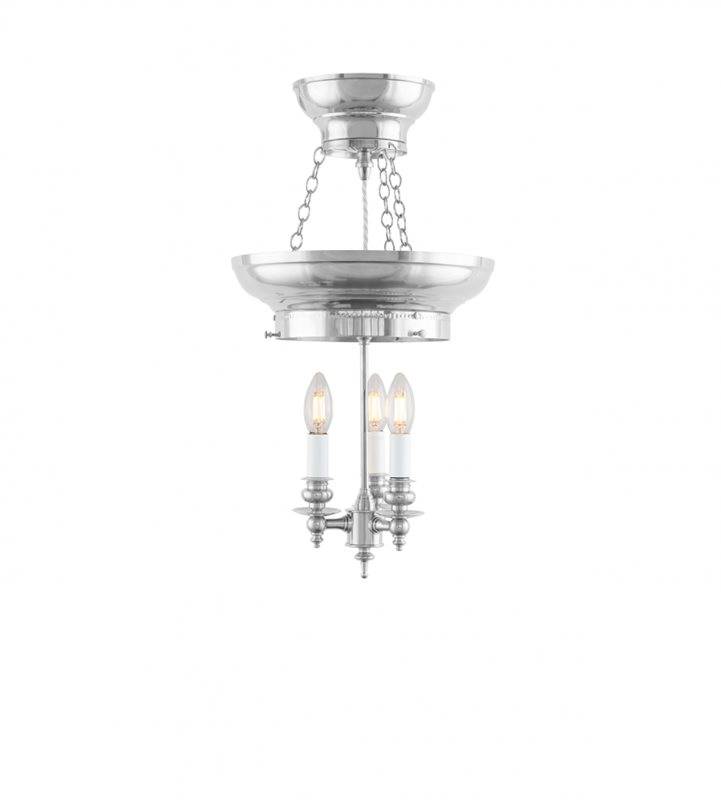 Karlskrona Lampfabrik Foajéampel 200 3-L Nickel Exkl Glas Inkl Skärmknopp