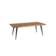 Soffbord Wohnling Massiv träkantskurva med nålformade metallben, lantlig stil - Brun