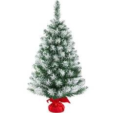 Yaheetech 90 cm julgran med snö, minikonstjulgran, bordsjulgran, juldekoration, material PVC, inkl. cementbas