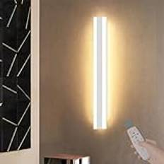 LED Modern Strip Dimbar inomhusvägglampa Minimalistisk Kreativ Vägglampa med Fjärrkontroll Modetrappa Akryl Vägglampa Gång Vardagsrum Sovrum Sänggavel (Vit, 120 cm)