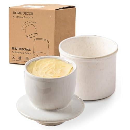 HOME DECOR Reactive Glaze Butter Crock, French Butter Crock för disk, Butter Keeper med vattenledning för färskt spridbart smör - Gradient Gray