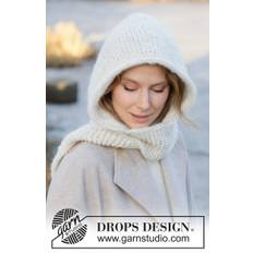 253-60 Snowflake Hood by DROPS Design DOWNLOAD OPSKRIFTEN HER Strikket hættetørklæde i DROPS Air og DROPS Brushed Alpaca Silk. Arbejdet strikkes i glatstrik med retstrik og i-cord. Størrelse S - XL. Pinde og tilbehør lægges i kurven separat. Se alle opskrifter fra DROPS her. .