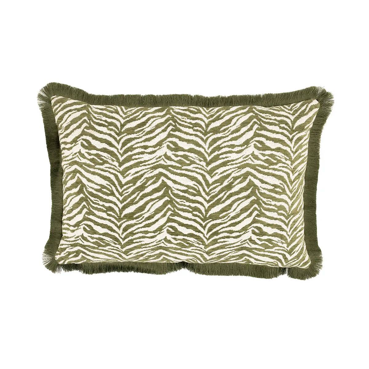 By-Boo, Pyntepude med frynser Tigra Green 40x60 cm