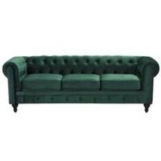 Sofa 3-pers. Velour Smaragdgrøn CHESTERFIELD