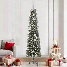vidaXL Konstgjordjulgran med LED -remsljus Grön 210cm PVC