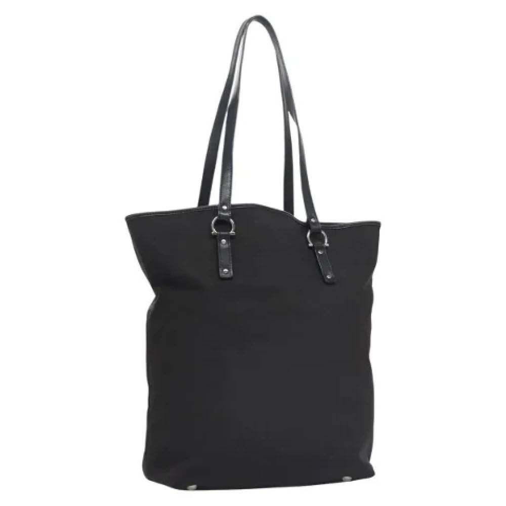 Salvatore Ferragamo Pre-owned Pre-owned canvas håndtasker - Vintage - Dame - Sort - ONE SIZE - Tyl