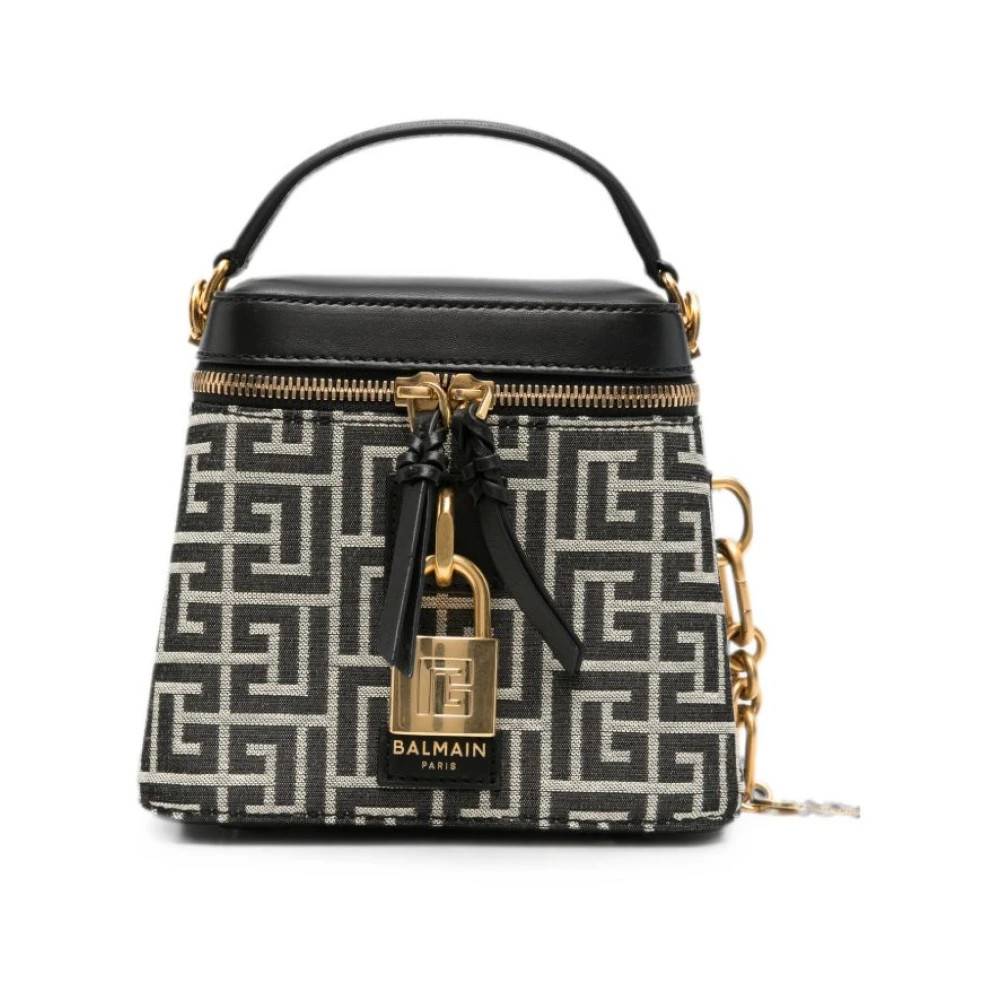 Balmain - Mini väska med monogrammönster och lås Väskor - Dam - ONE Size -