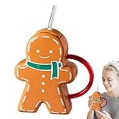 Vinterkaffemugg,Vinterkaffekopp,Novelty Gingerbread Kaffemugg med lock | Estetisk mugg julsoffbordsdekor, julkoppar för hemkök kaffebar