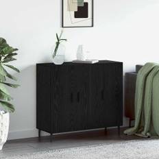 vidaXL Sideboard med lagring med dörr Svart 90 x 34 x 80 cm Konstruerat trä