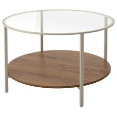 VITTSJÖ soffbord, ljusbeige/glas, 75 cm