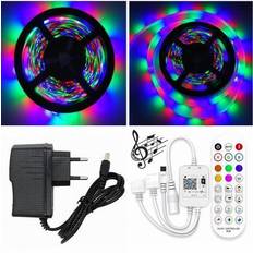 5 meter, 12 volt, 24 watt, IP65, 300 LED, VANDTÆT RGB LED strip - KOMPLET SÆT - Strip + Wifi Musik+ strømforsyning