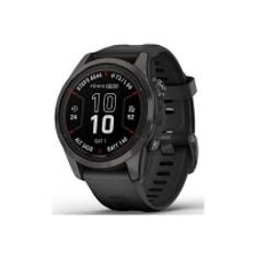 Garmin fenix 7S Pro Sapphire - Solar Edition - 42 mm - karbongrå DLC titanium - sportsur med bånd - silikone - sort - håndledsstørrelse: 108-182 mm -