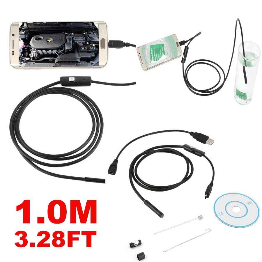 1m 5.5mm android endoskop vattentät borescope inspektionskamera 6 led cam