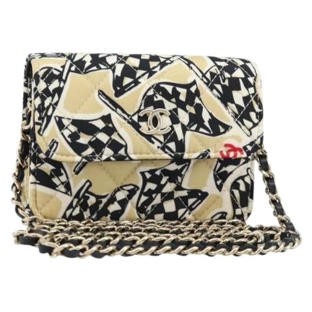 Chanel Vintage Pre-owned Satin Skuldertaske - Vintage - Dame - Beige - ONE SIZE - Uld
