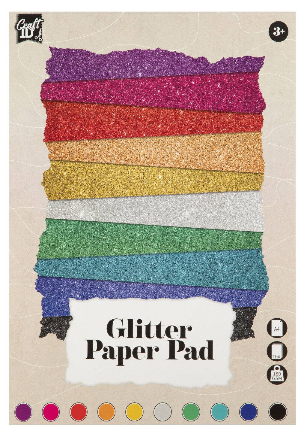 Colour Craft glittrande färgat kartongpapper A4, 10 färger