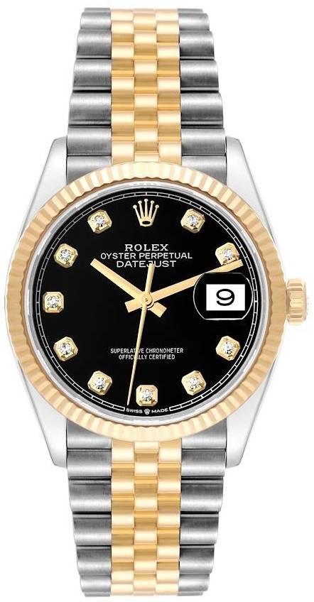 Rolex Dameur 126233-0021 Datejust 36 Sort/18 karat guld Ø36 mm