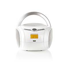 CD-spelare Boombox | Batteridriven / Strömadapter | Stereo | 9 W | Bluetooth® | FM | USB-uppspelning | Bärhandtag | Vit