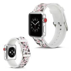 Apple Watch Series 5 44mm camouflage silikone Urrem - Sort og Pink Trekants