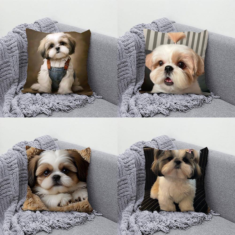 Härlig Shih Tzu Kuddfodral Mjuka Kuddfodral för Bondgårdssoffa Dekor Heminredning och Skyddande Kuddfodral