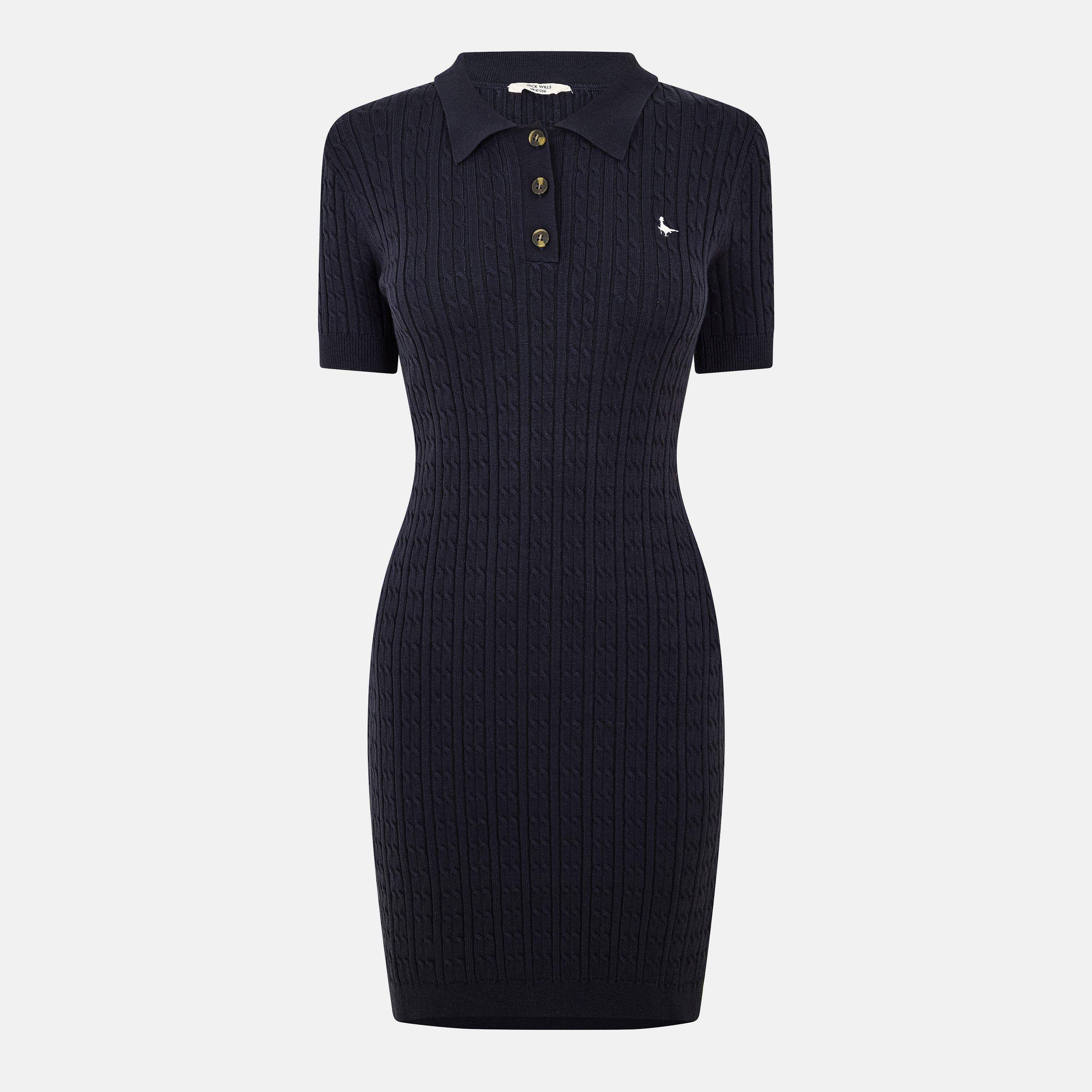 Jack Wills Moray Polo Cable Knitted Mini Dress Women