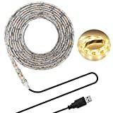 HapopFan USB TV bakgrundsbelysning 6,56 fot/2 m LED-band ljus för 40–60 tums HD-tv, vattentät SMD 3528 5 V varm vit Bias Lighting, USB Bias Lighting för hemmabios