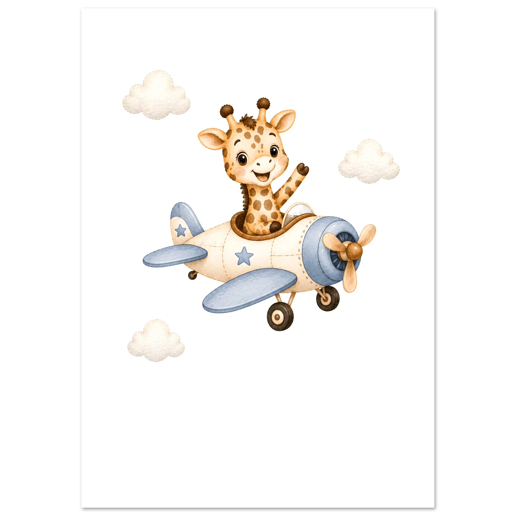 Giraff i flygplan med namn-21x29.7 cm / 8x12" / Utan ram / -