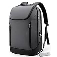 BANGE Ryggsäck business smart ryggsäck vattentät passform 15,6 tum bärbar dator ryggsäck med USB-laddningsport, resa hållbar ryggsäck, Grå (tre fickor), L, Företag