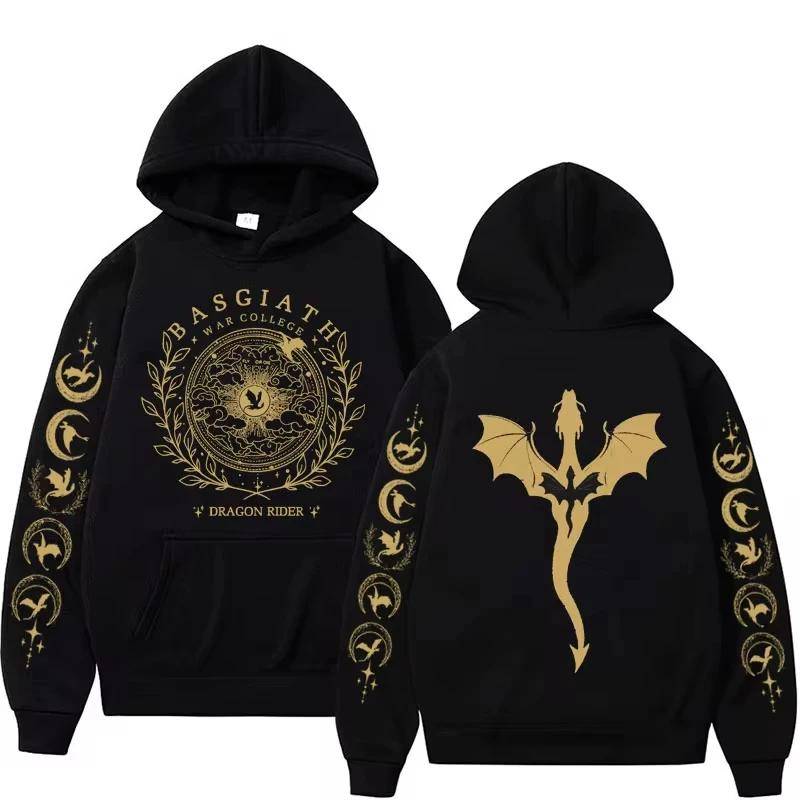 Fourth Wing Basgiath War College Drakryttare Huvtröja Herr Dam Fantasybok Överdimensionerad Långärmad Fleece Pullover Tröja cm gray