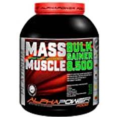 ALPHAPOWER FOOD Maas - Whey, Mega Muscle Weight Gainer I 5 kg Banan I Muskelmassa & Muskeluppbyggnad – Protein, Polhydrat – pulver – skaka för hardgainer I Kreatin, Bcaa, MCT-olja