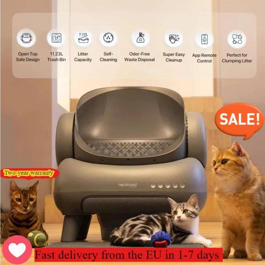 Smart Cat Litter Box M1 Automatic Self-Cleaning Toilet with APP Control, Extra Large Space for Big Cats, Suitable for All Cats grå
