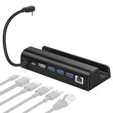 6 i 1 dockningsstation för Steam Deck Dock HD 4K / 60Hz, Gigabit Ethernet, 3 USB3.0, USB-C Portable Hub med Stand